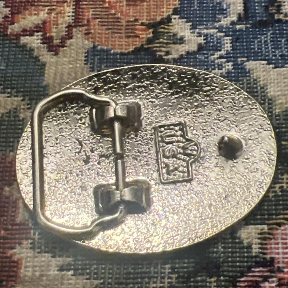 Silver Gold Tone Small Oval Buckle Eagle Center  W Brand USA Made Vintage Buck17